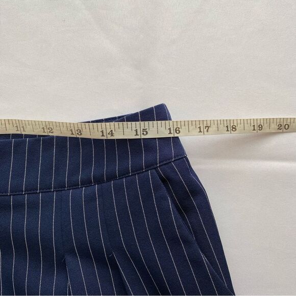 Commense Navy Pinstripe Pleated Wide-Leg Trousers Size Large - Picture 13 of 16